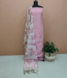 SEMI CHANDERI SILK SALWAR SUITS-43598