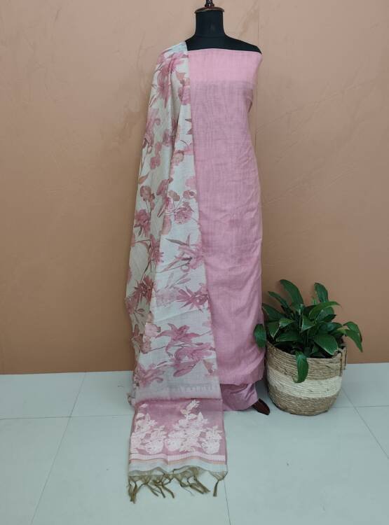 SEMI CHANDERI SILK SALWAR SUITS-43598