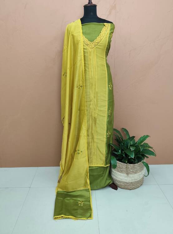 CHANDERI SILK EMBROIDERED SUIT-43617