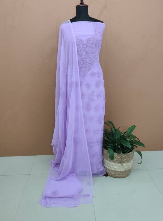 GEORGETTE LUCKNOWI EMBROIDERED SUITS-43622