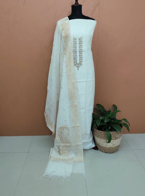 PURE CHANDERI HANDWORK SUITS