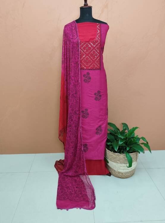CHANDERI SILK PRINTED SUITS-43664