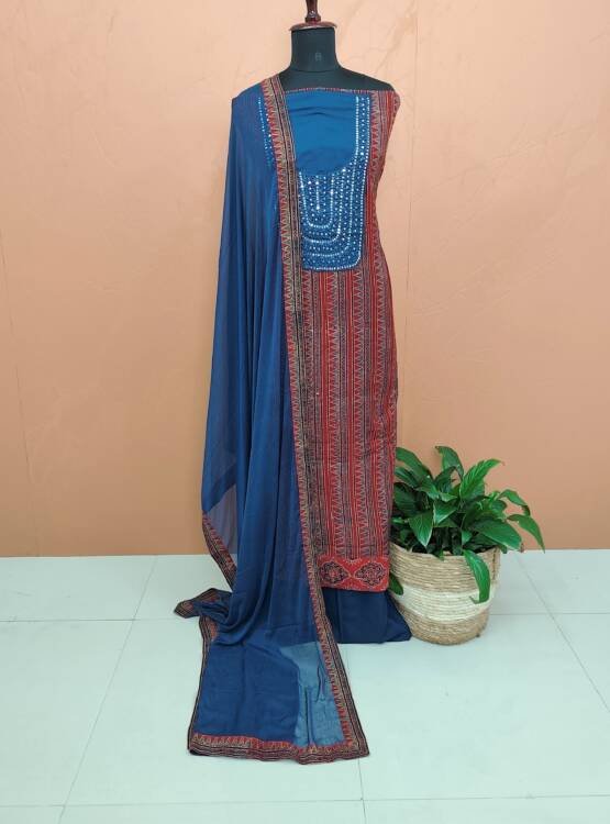 LINEN COTTON EMBROIDERED SUITS-43663