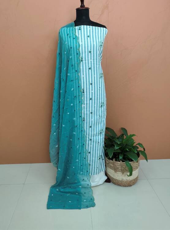 LINEN COTTON EMBROIDERED SUITS  43712