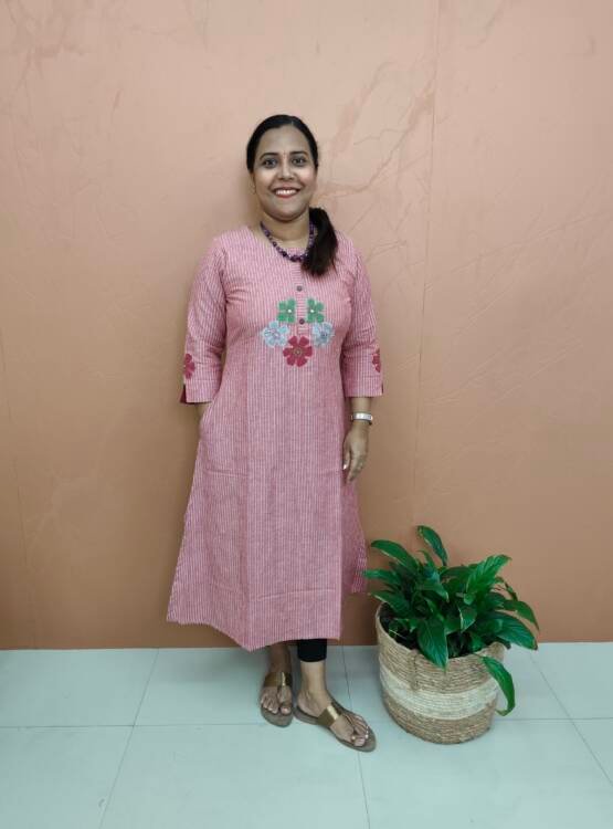 COTTON APPLIQUE WORK KURTI -43704