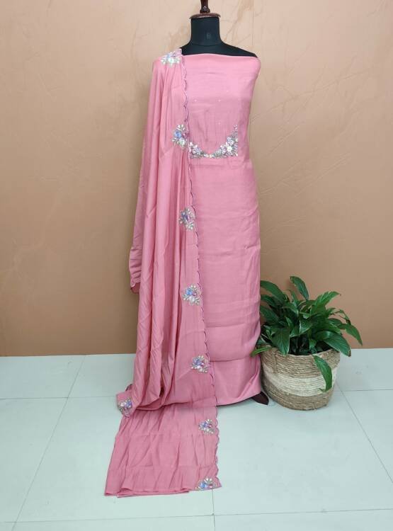 SEMI MAL CHANDERI SILK SUITS-43730