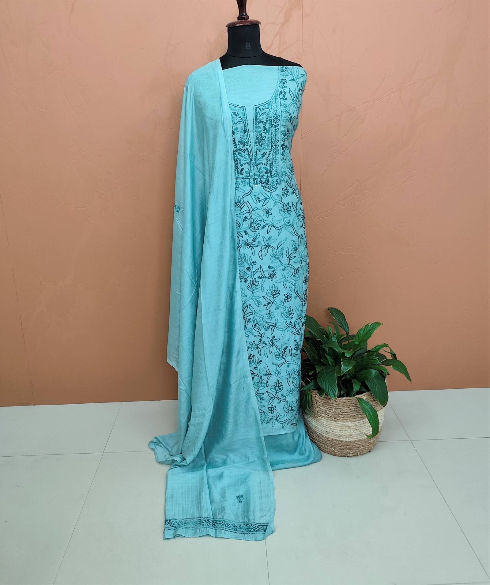MAL CHANDERI SILK EMBROIDERED SUIT-43731