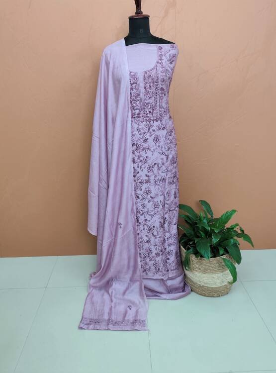 MAL CHANDERI SILK EMBROIDERED SUIT-43731