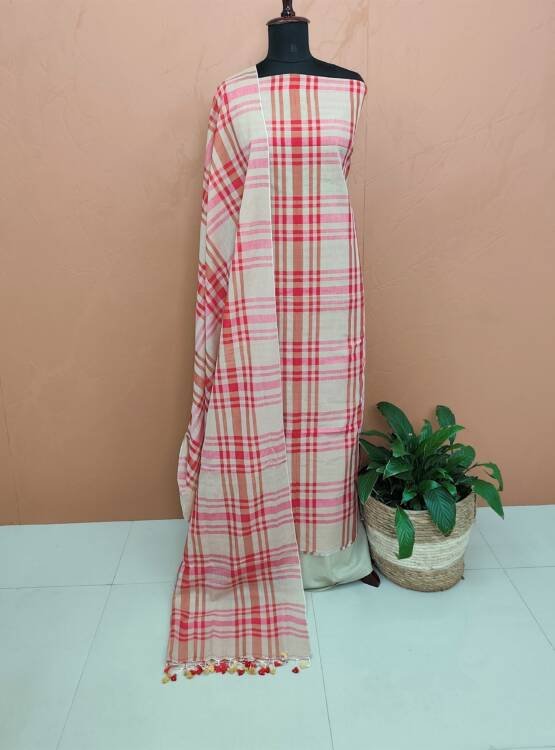 COTTON CHECK PRINTED SUITS-43748