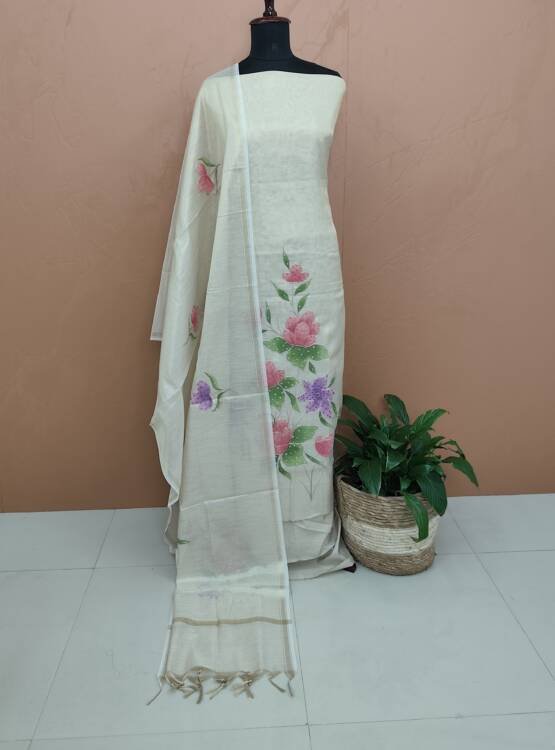 CHANDERI TISSUE EMBROIDERED SUITS-43746