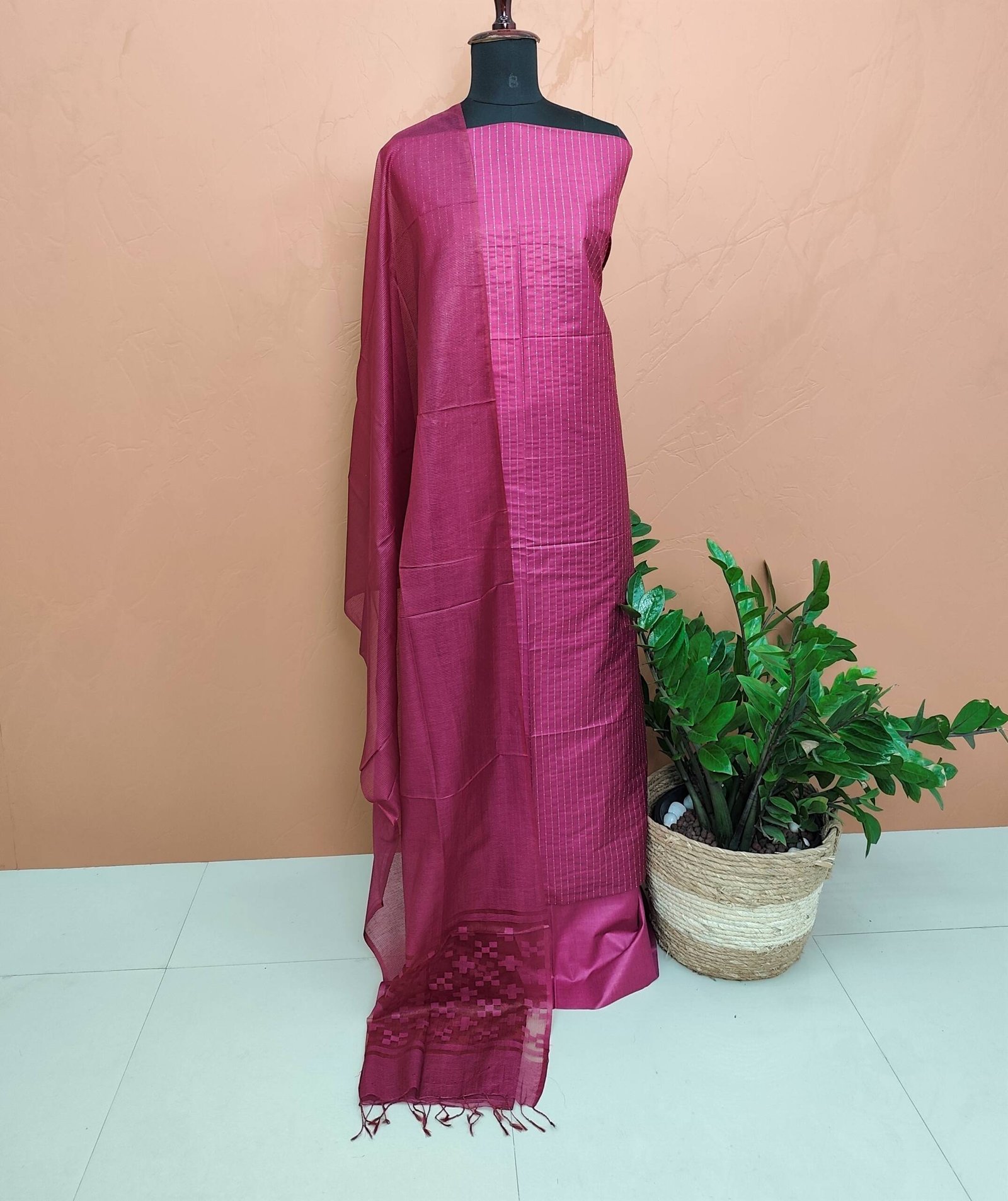 SEMI TUSSER SILK SALWAR SUITS-43749