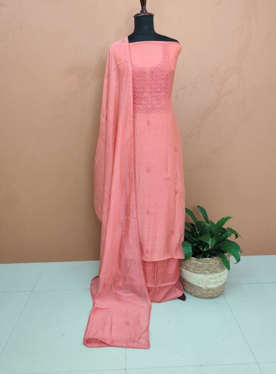 MAL CHANDERI SILK EMBROIDERED SUITS