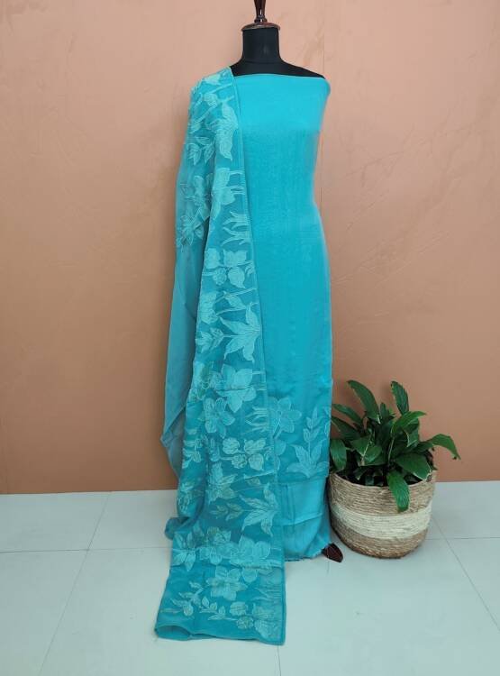 VISCOSE ORGANZA APPLIQUE WORK SUITS