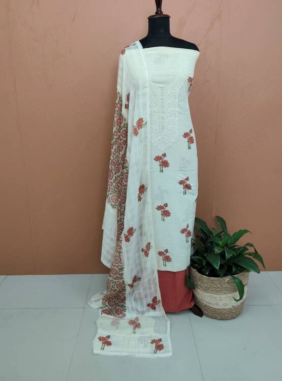 PURE COTTON EMBROIDERED SUITS-43631