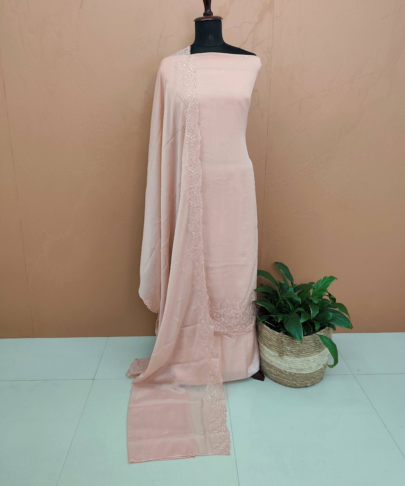 CREPE SILK EMBROIDERED SUIT-43728