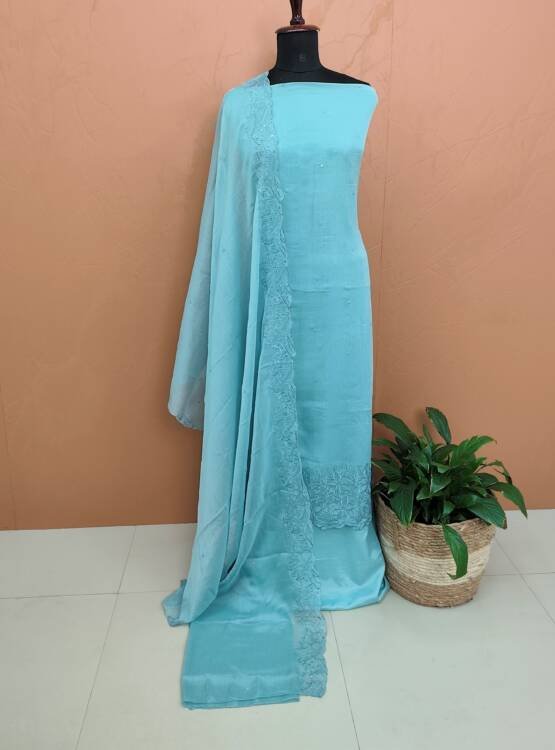 CREPE SILK EMBROIDERED SUIT-43728