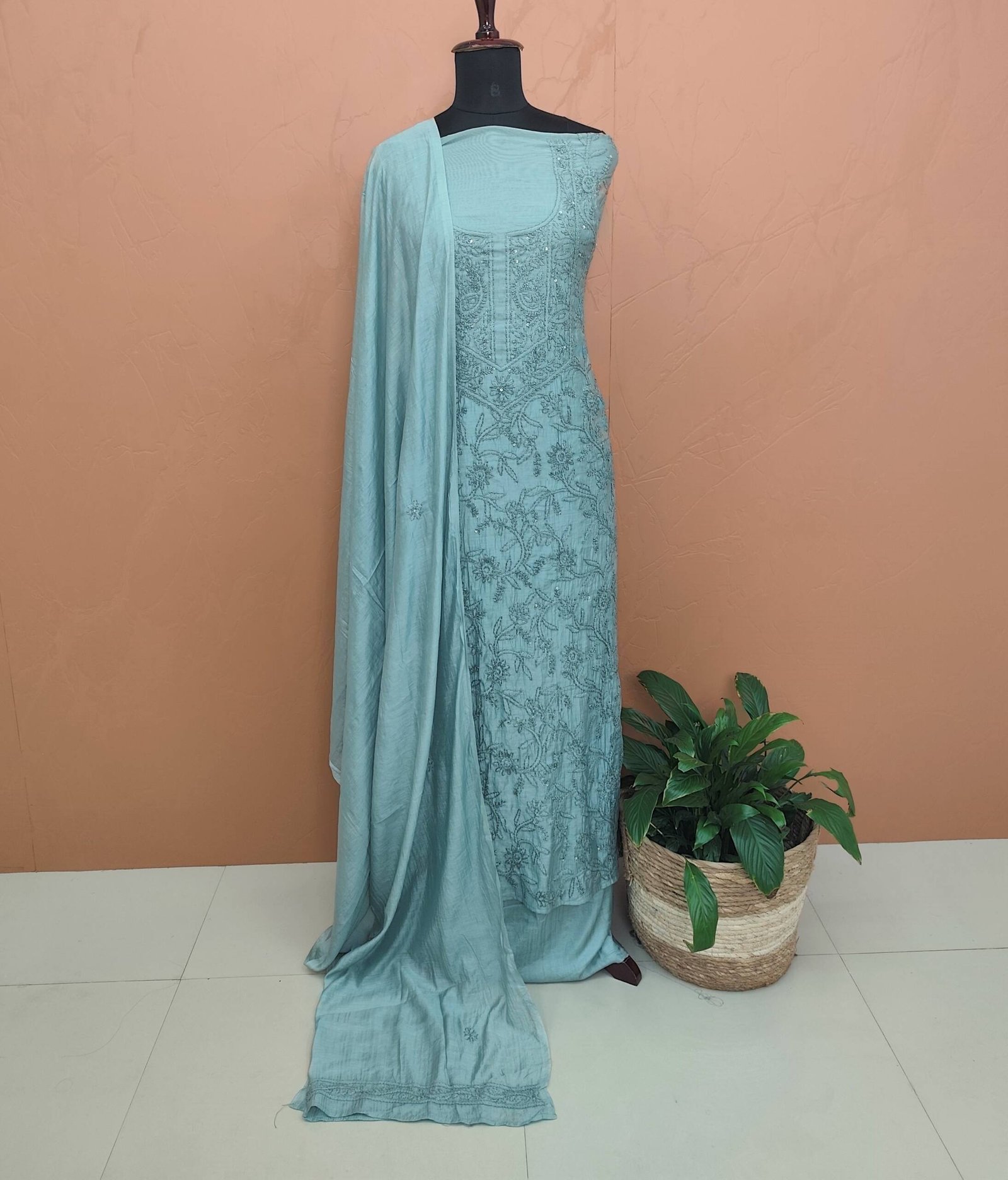 MAL CHANDERI SILK EMBROIDERED SUITS-43731