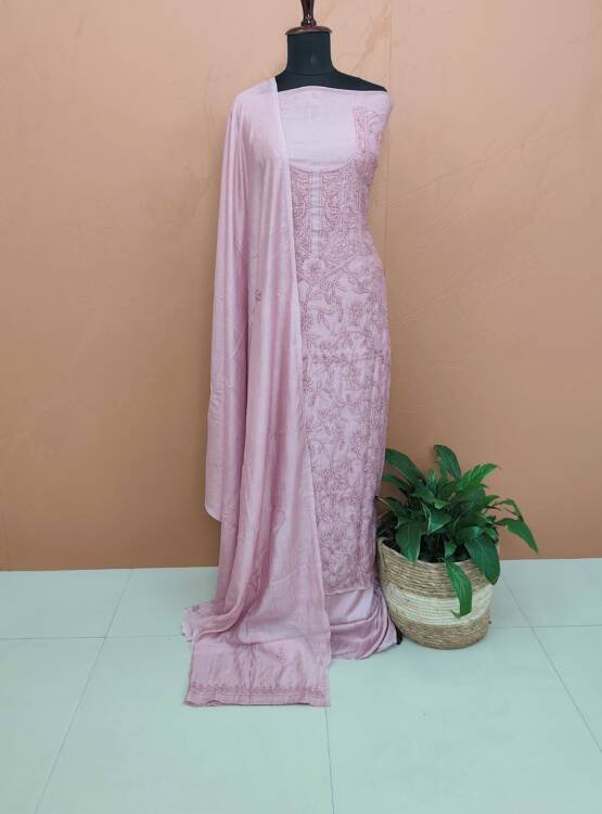 MAL CHANDERI SILK EMBROIDERED SUITS