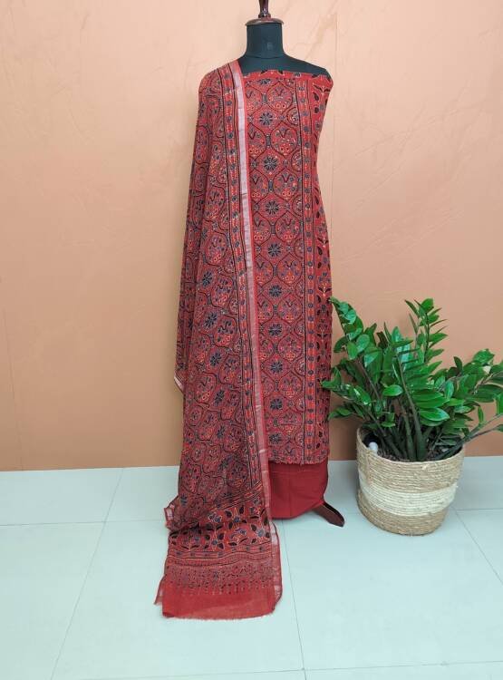 LINEN AJRAKH PRINTED SUITS-43754