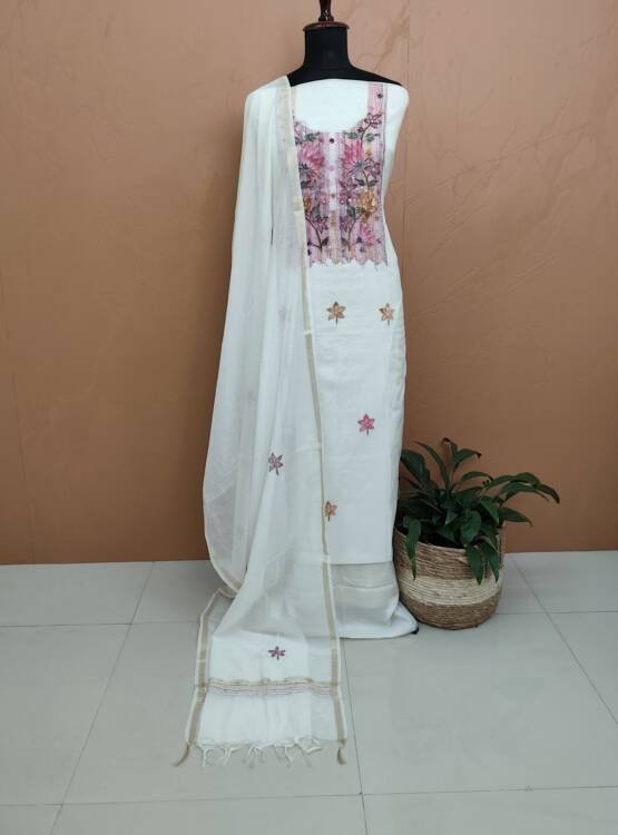 CHANDERI SILK EMBROIDERED SUITS