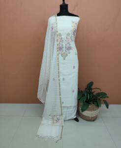 CHANDERI SILK EMBROIDERED SUITS