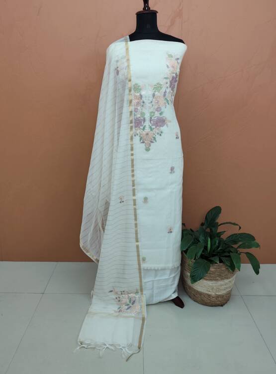 CHANDERI SILK EMBROIDERED SUITS