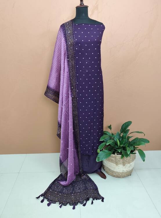 SEMI CHANDERI SILK SUITS