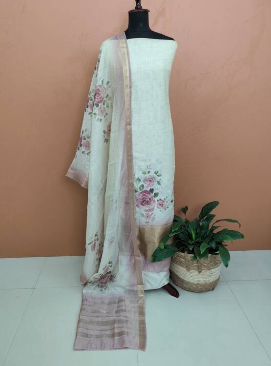 SEMI CHANDERI SILK SUITS-43811