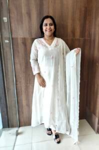 MAL CHANDERI SILK EMBROIDERED KURTI