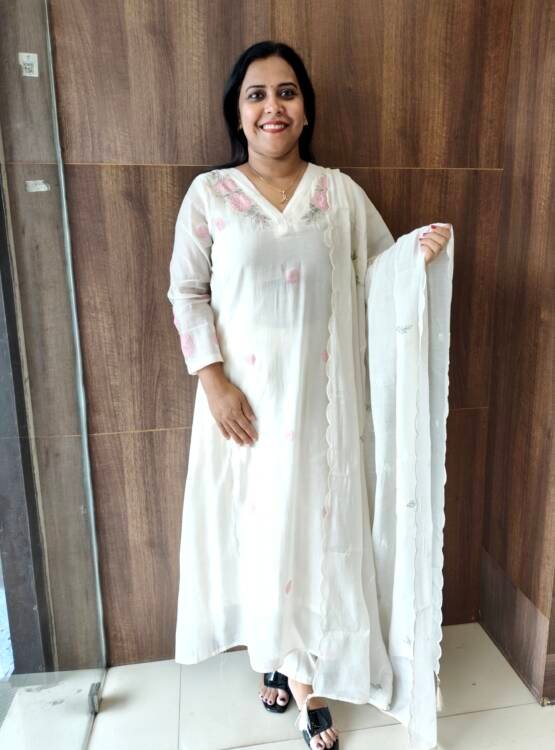 MAL CHANDERI SILK EMBROIDERED KURTI