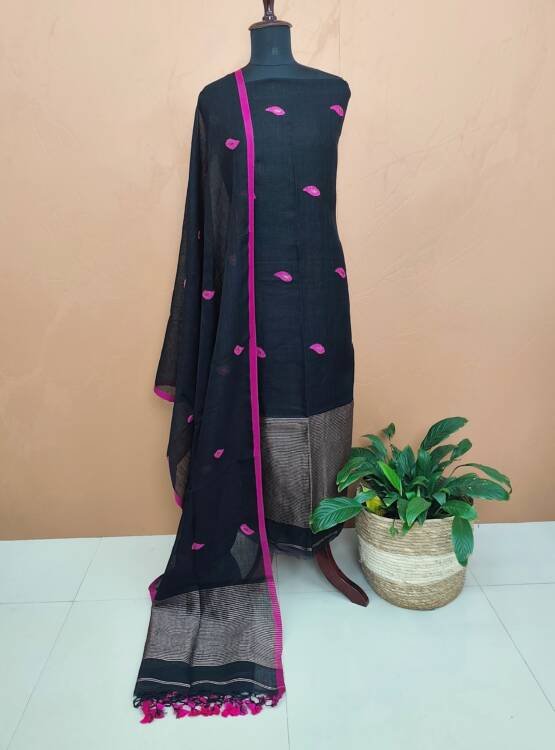 PURE LINEN JAMDHANI SALWAR SUITS-43848