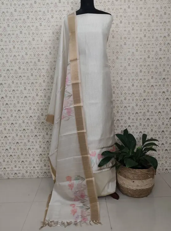 SEMI TUSSER SILK SALWAR SUITS  43391