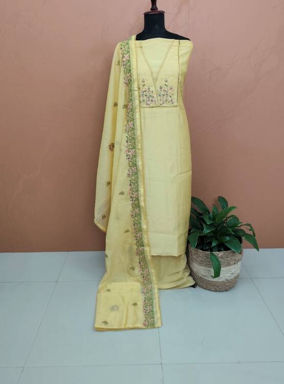 CHANDERI SILK EMBROIDERED SUITS-43736