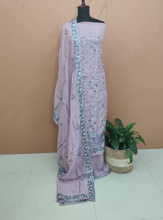 PURE ORGANZA EMBROIDERED SUITS-43740