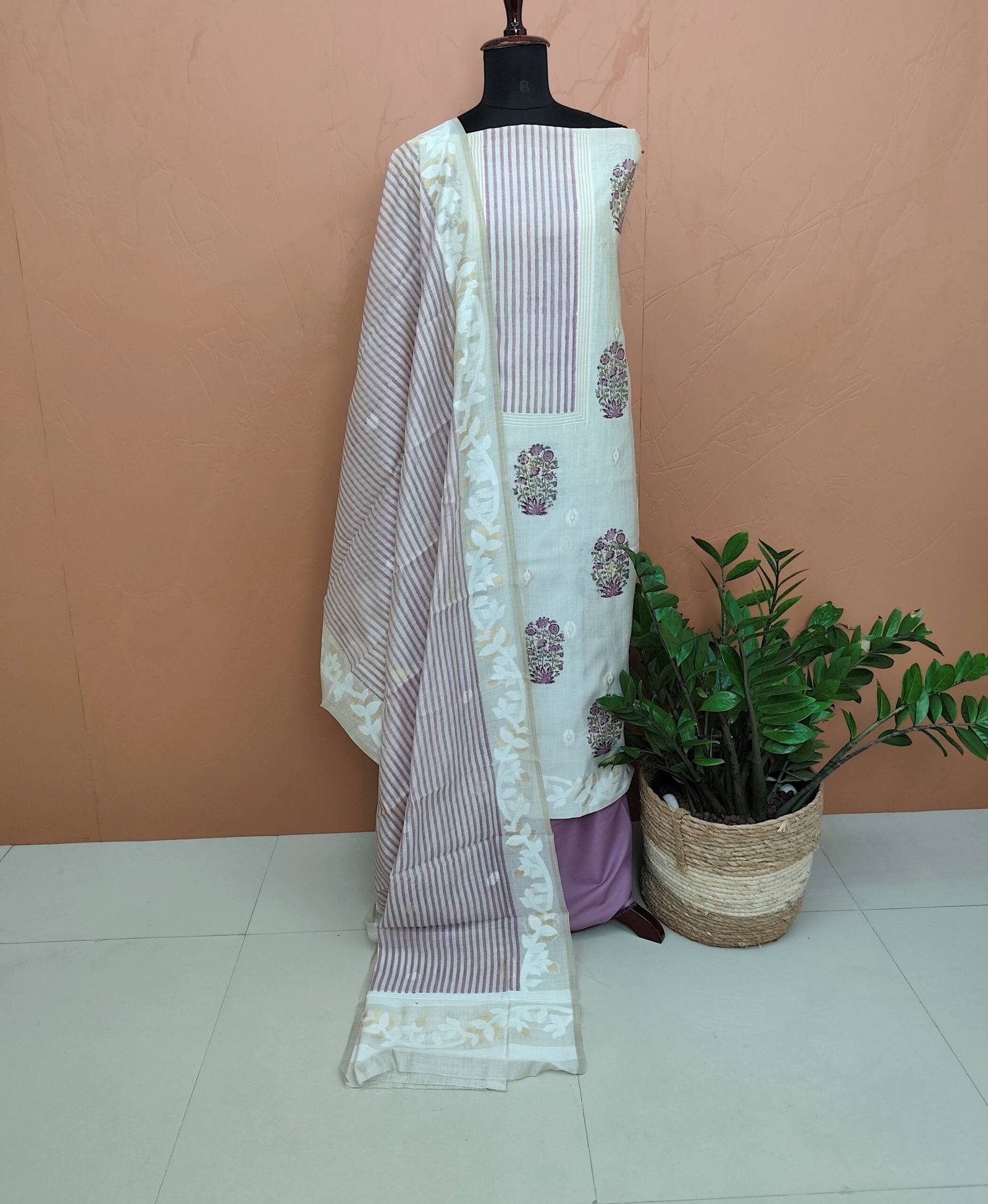 CHANDERI SILK JAMDHANI SUITS-43755