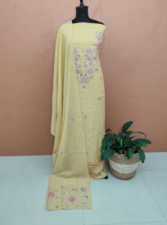 MAL CHANDERI SILK EMBROIDERED SUITS-43794
