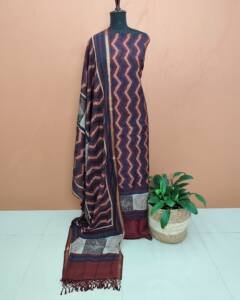 SEMI CHANDERI SILK PRINTED SUITS-43876