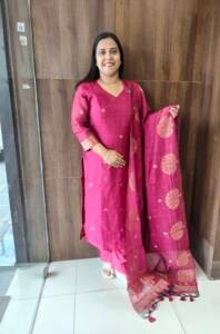 SEMI JUTE SILK READY TO WEAR SET-43836