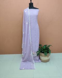 PURE CREPE COTTON EMBROIDERED SUITS-43870