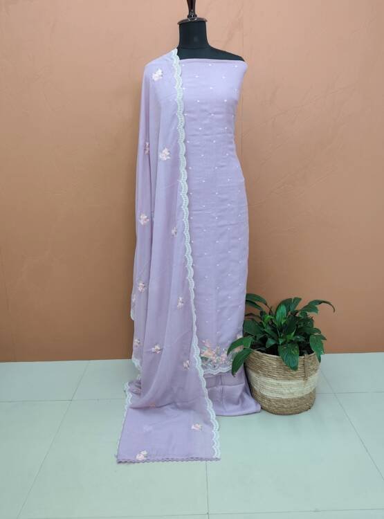 PURE CREPE COTTON EMBROIDERED SUITS-43870