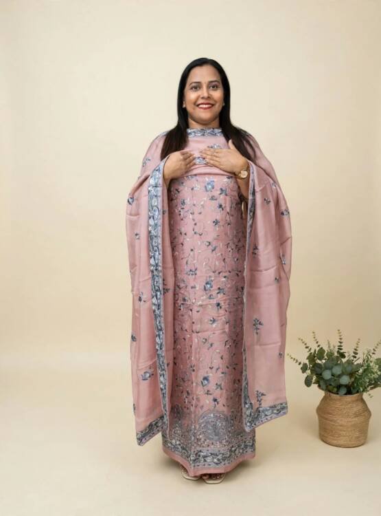 PURE ORGANZA EMBROIDERED SUITS-43740