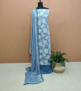 PURE SILK COTTON FLORAL SUITS-43917