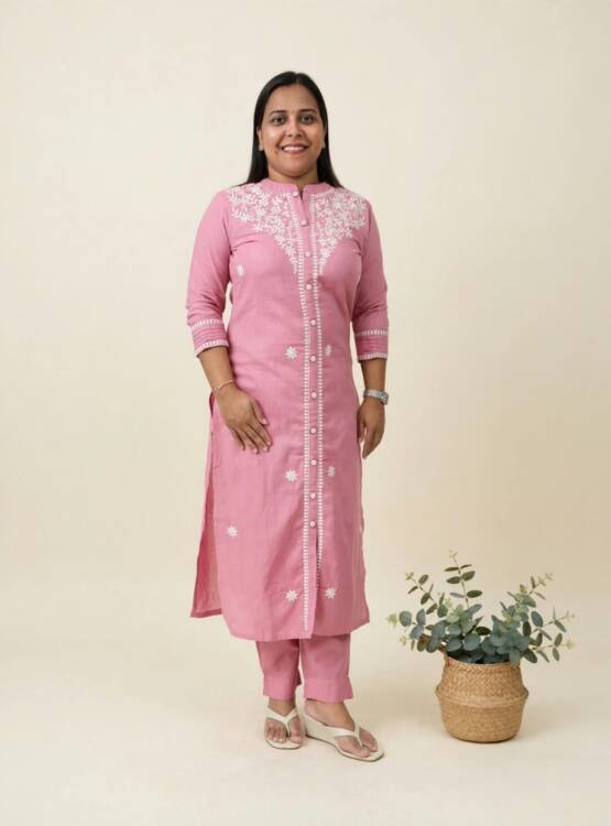 COTTON EMBROIDERED CORD SET-43702