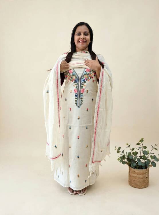 COTTON HAND EMBROIDERED SALWAR SUITS-43252