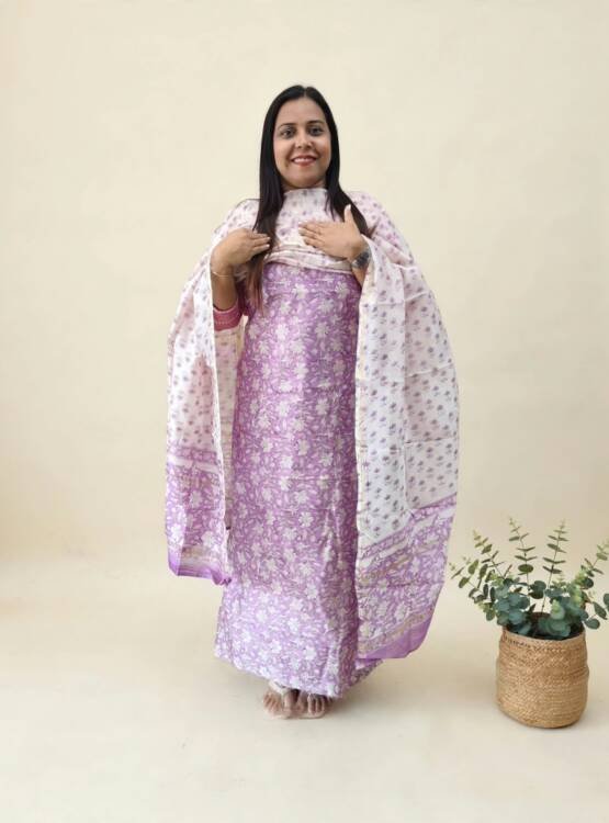 CHANDERI SILK PRINTED SUITS-43858