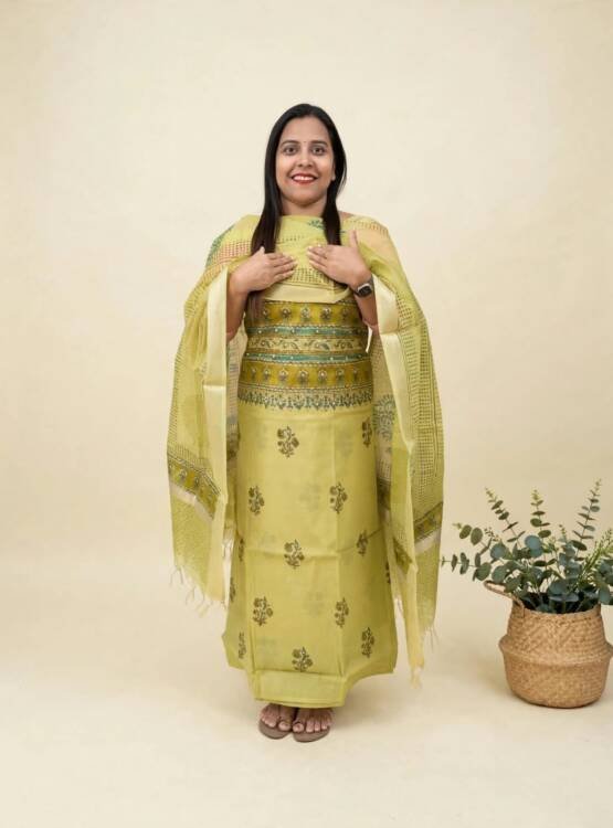 SEMI CHANDERI SILK PRINTED SUITS-43903