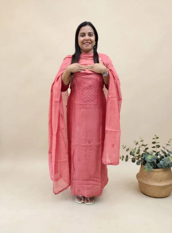 MAL CHANDERI SILK EMBROIDERED SUITS-43869