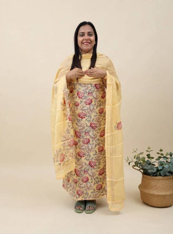 SILKY ORGANZA FLORAL SUITS- 43921