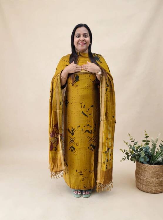 SEMI CHANDERI SILK SUITS-43924