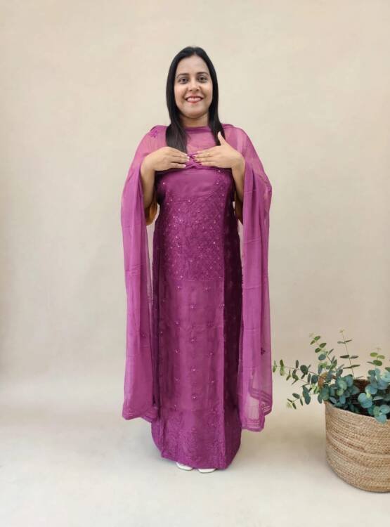 DOLA SILK EMBROIDERED SUITS-43929